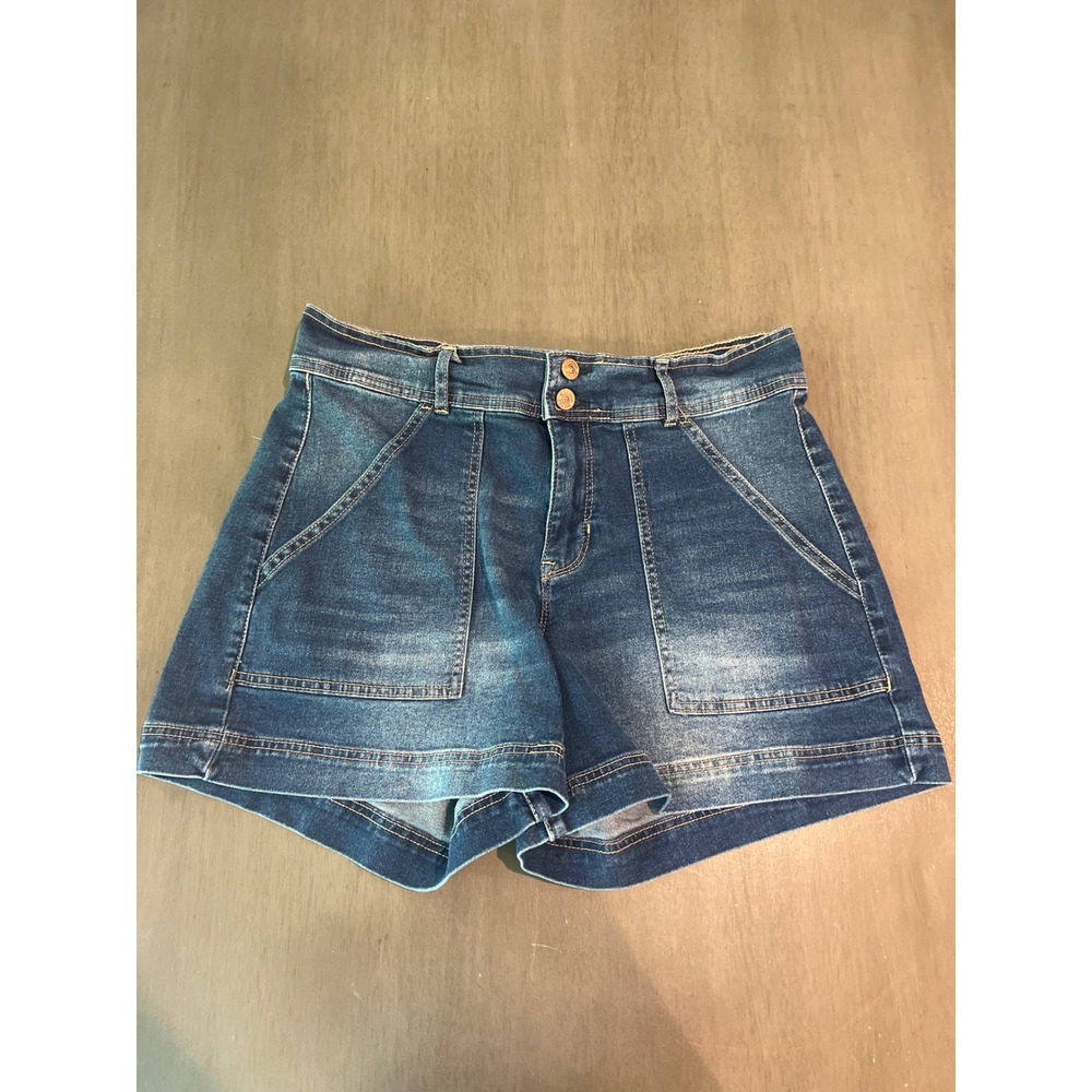 Nicole Miller New York Nomad Super High Rise Denim Shorts Dark Wash Womens 8